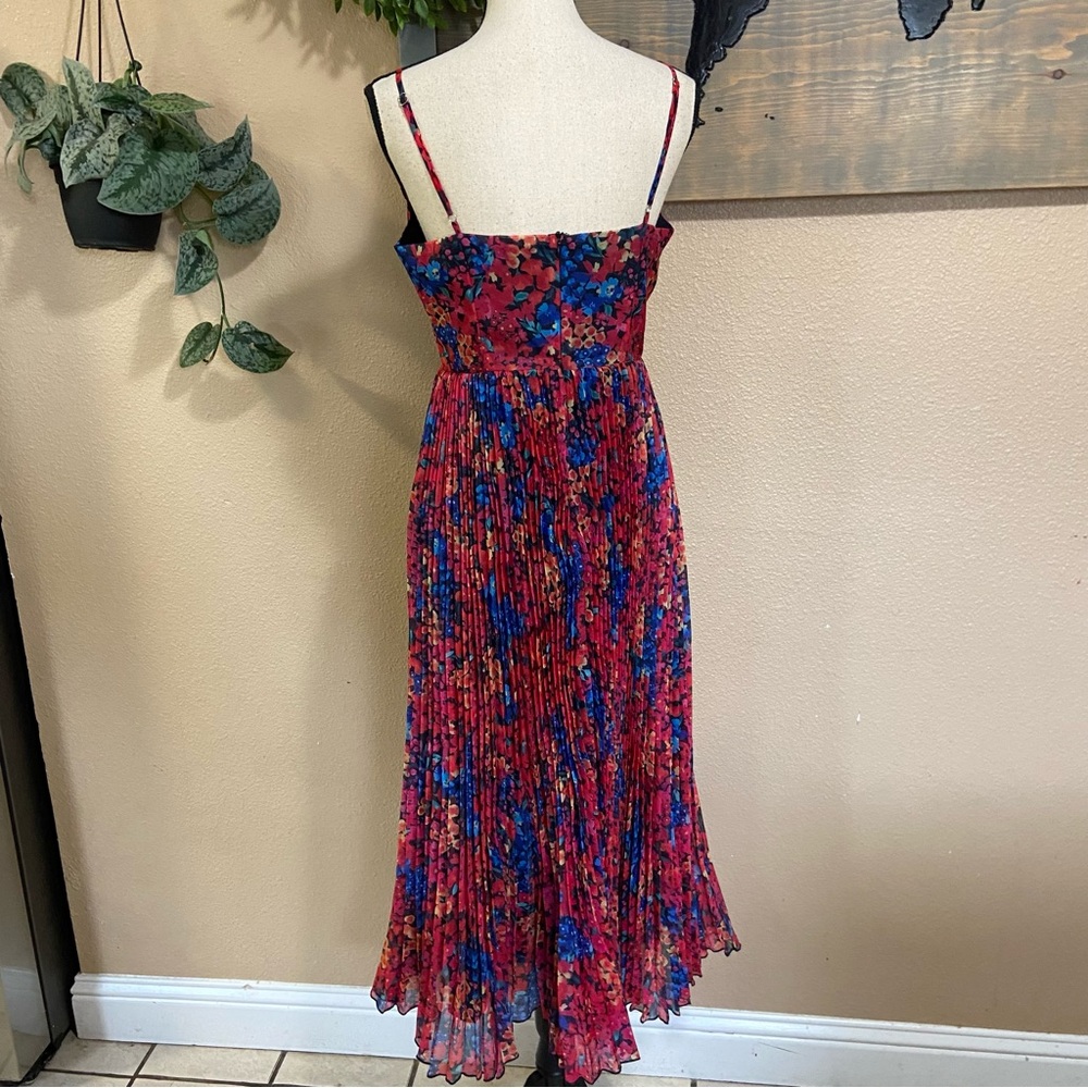 NWOT Lulus Sincerely Gorgeous Black Multi Floral Pleated Midi Dress - Picture 4 of 9
